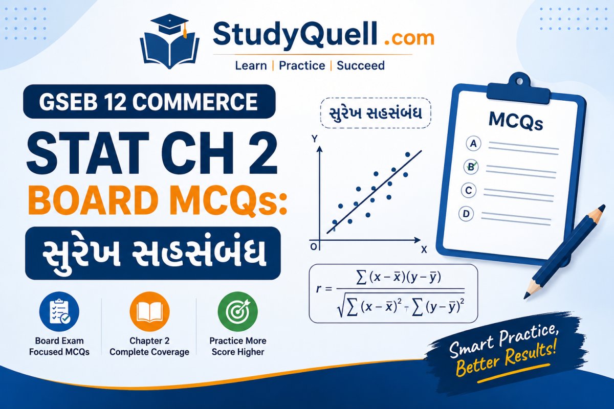 12 Commerce Stat Ch 2 Board MCQs: સુરેખ સહસંબંધ